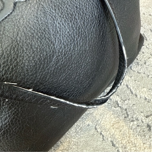 Tory Burch Tote Handbag Shoulder Bag Black Pebbled Leather Read F - Picture 8 of 14